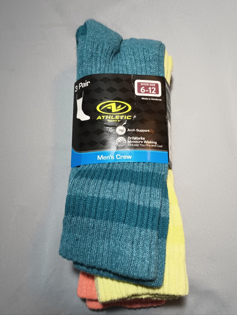 Athletic Works Men's Dyed Crew Socks